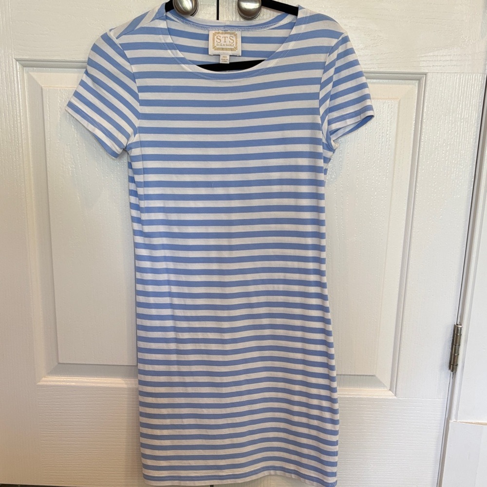 Sail to Sable Sky Blue and White Mini Dress